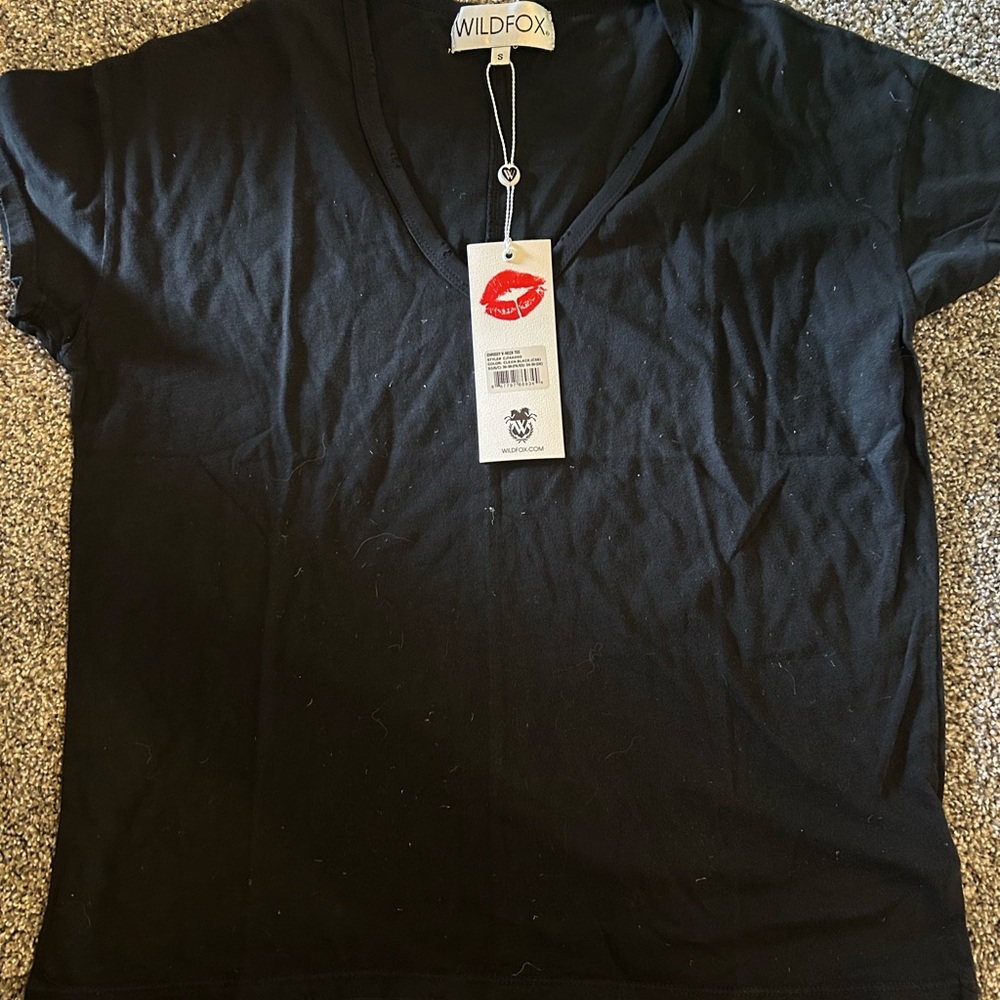 Wildfox Black V-Neck T-Shirt